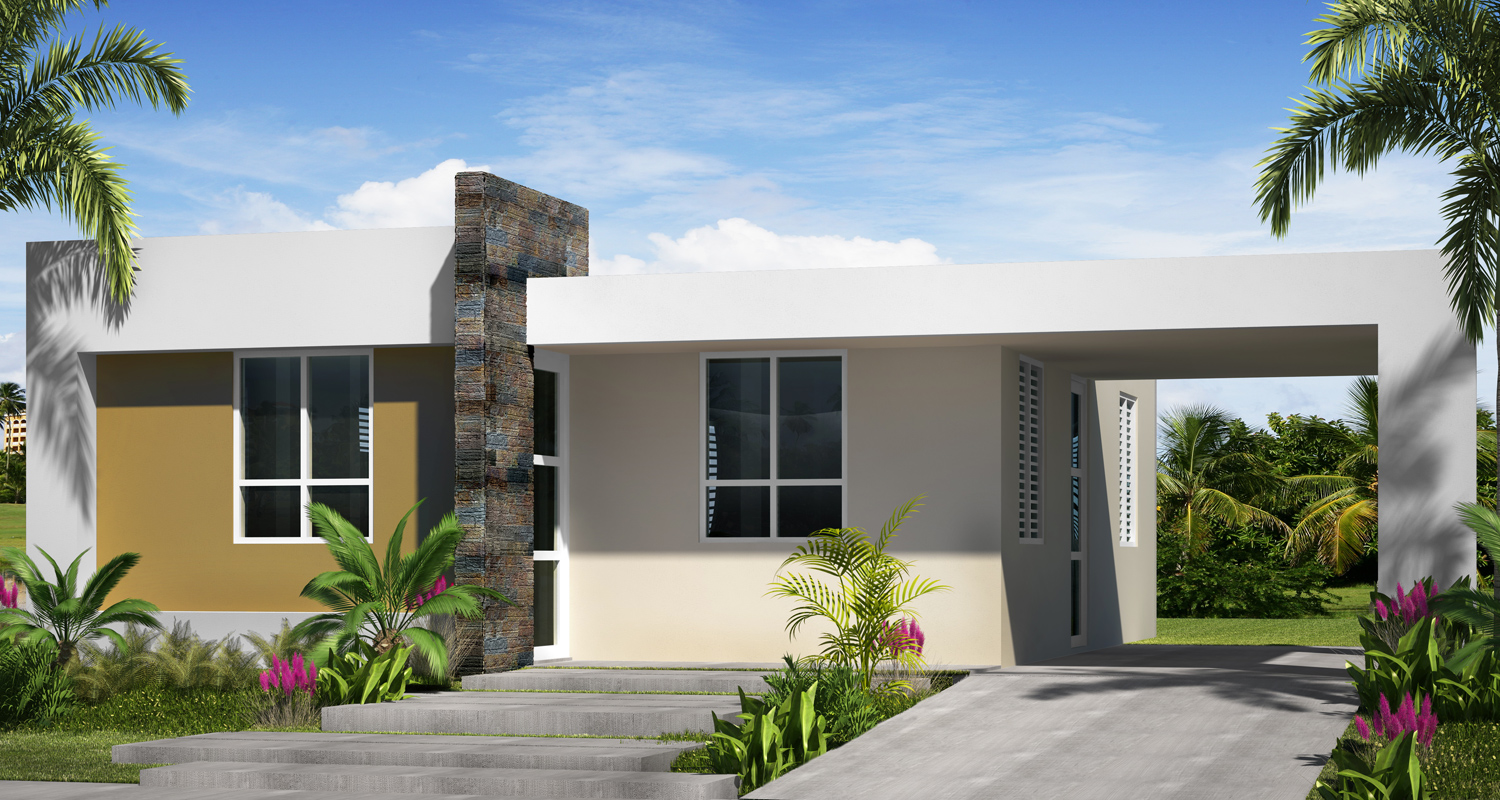 Con un aspecto moderno y versátil se levanta este modelo, una casa económic...